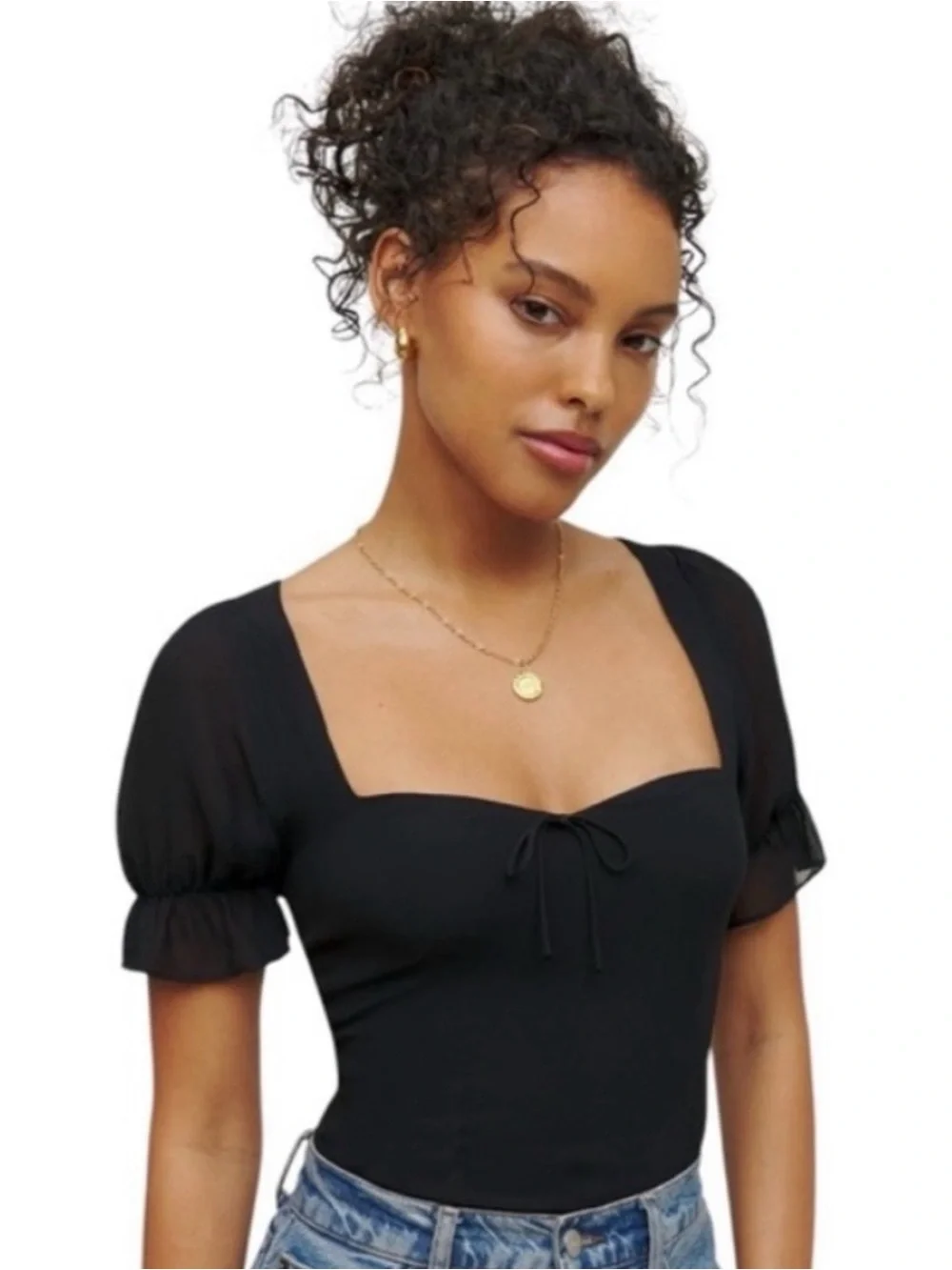 Reformation black delevan top